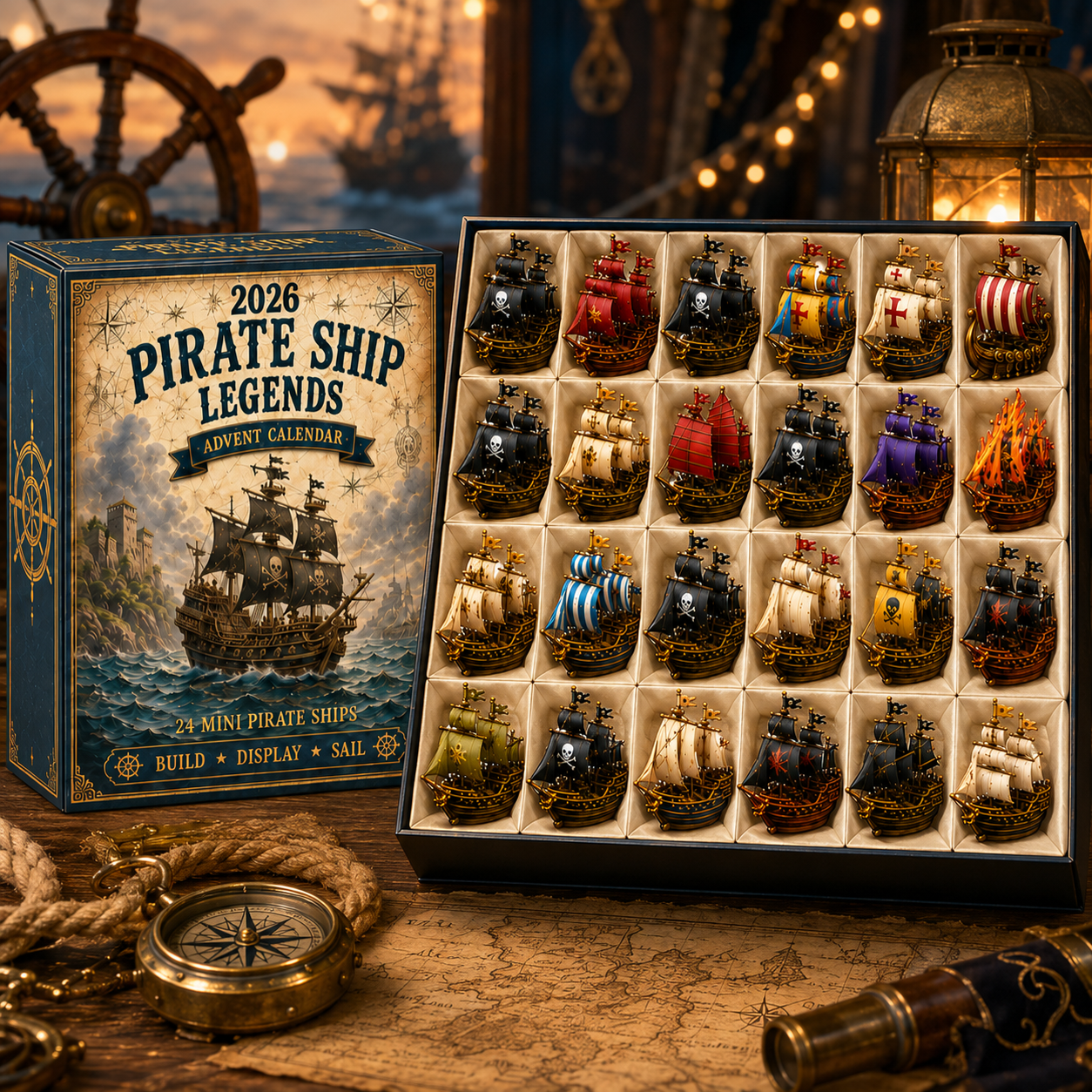 ⚓Pirate Ship Legends Advent Calendar 2026 – 24 Days of High Seas Adventure, Collector-Grade Miniature Ships