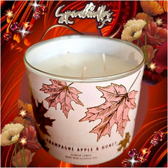 New CHAMPAGNE APPLE & HONEY 3 Wick Candle 14.5 Large US Seller