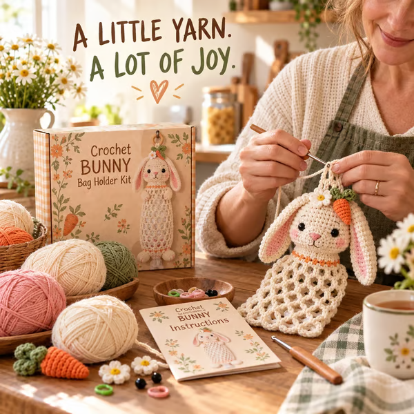 🧶Crochet Animal Bag Holder DIY Kit – Cute & Functional Hanging Storage Craft Kit