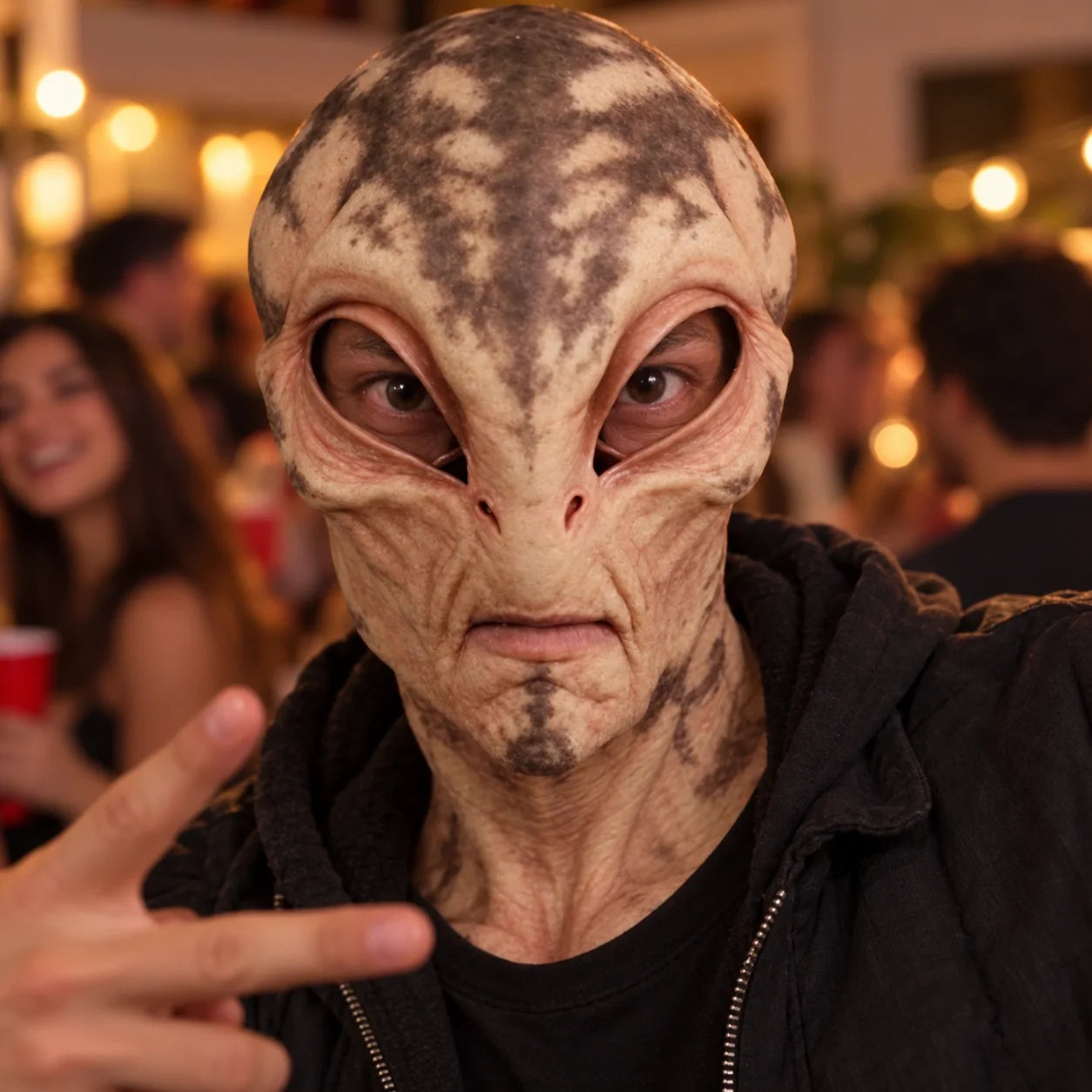 Textured Alien Creature Silicone Mask with Mottled Skin
