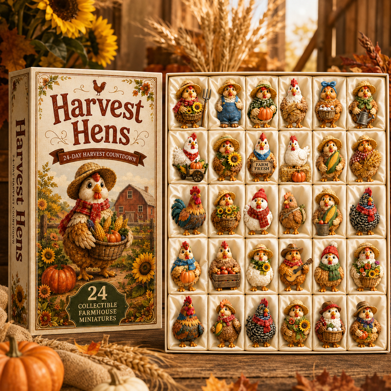 Harvest Hens Advent Calendar 2026 – 24 Days of Farmhouse Chicken Collectibles, Autumn Harvest Surprises & Gifts for Chicken Lovers
