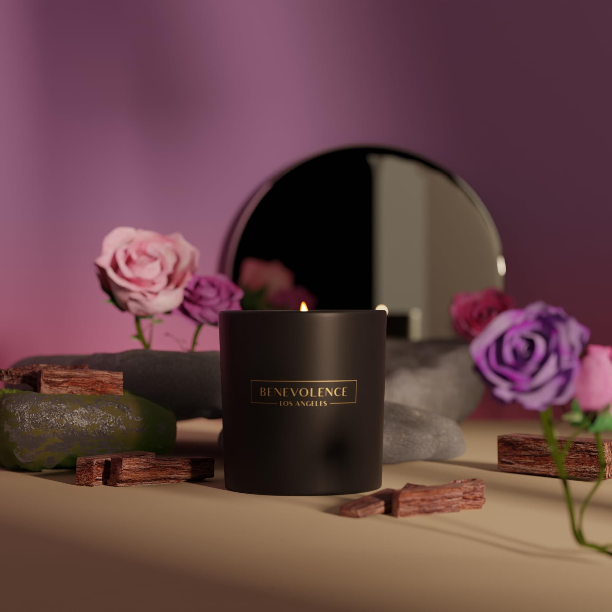 ?Benevolence LA 3 Wick Candle | Rose & Sandalwood Large Candle | 14.5 oz Scented Candles for Home Scented | Natural Soy Candles Gifts for Women | 45 Hour Burn Aromatherapy Candle