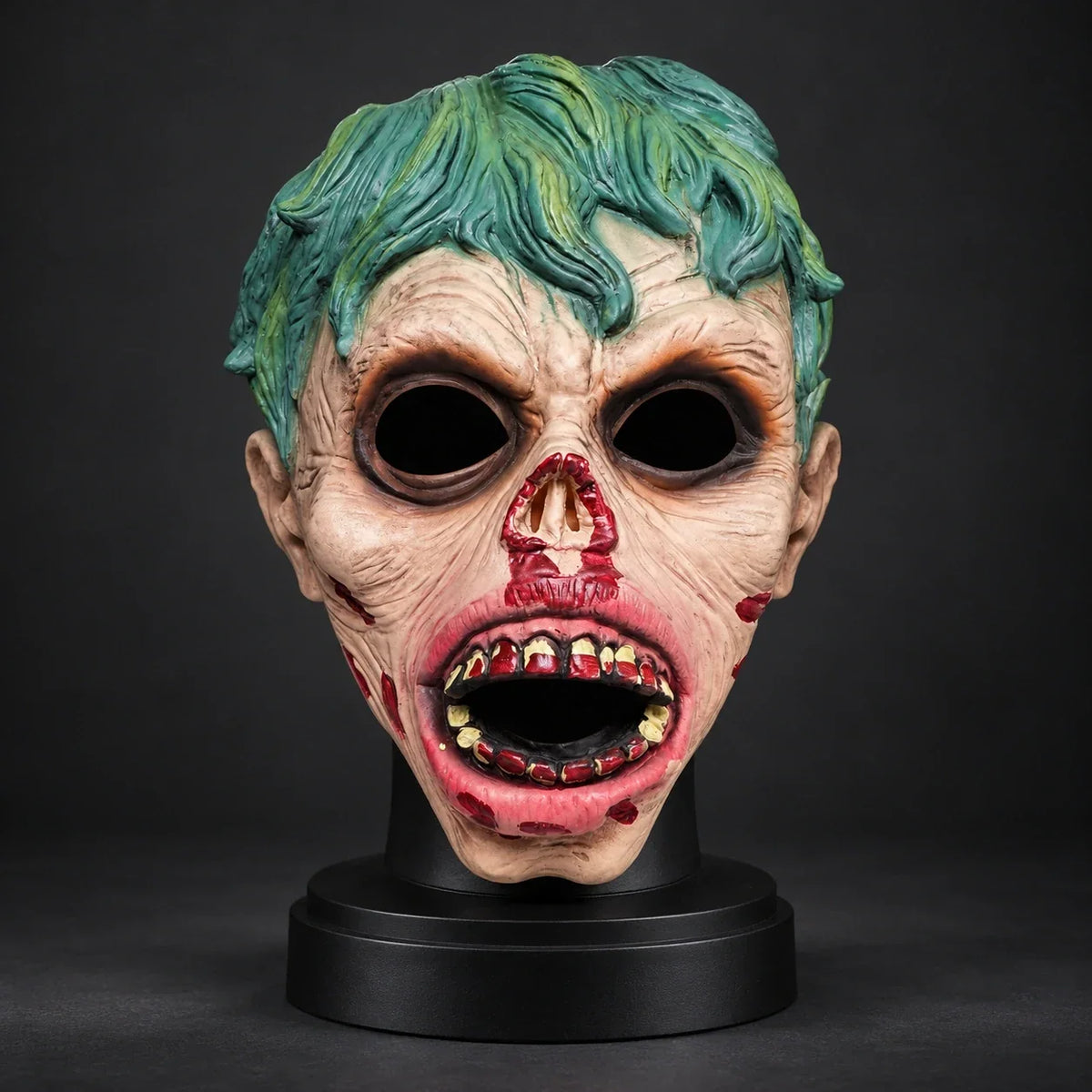 Green-Haired Creepy Clown Silicone Full-Head Mask