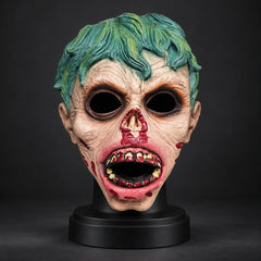 Green-Haired Creepy Clown Silicone Full-Head Mask