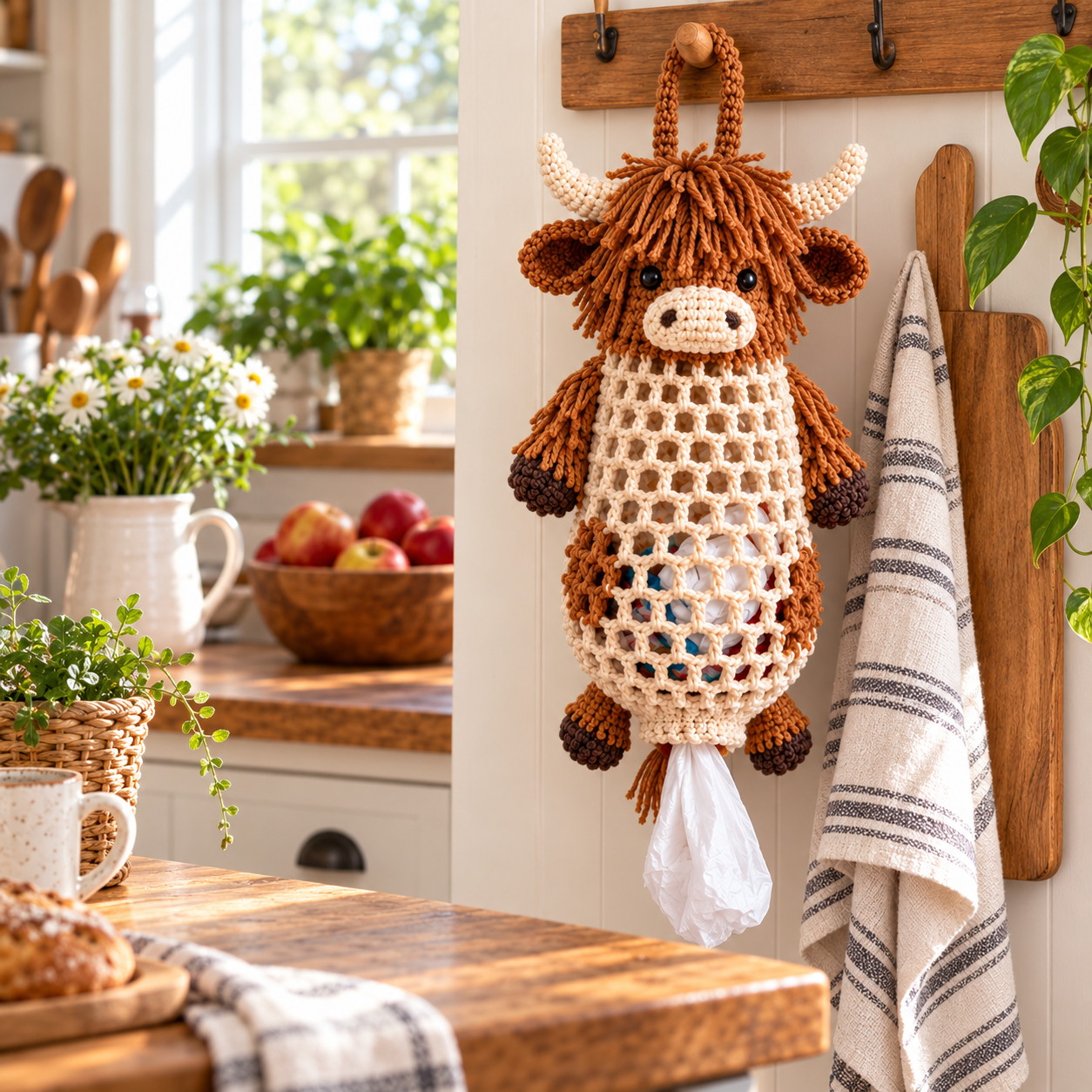 🧘Step-by-Step Guide Included🧶Crochet Animal Bag Holder Kit – Cute & Functional DIY Home Storage