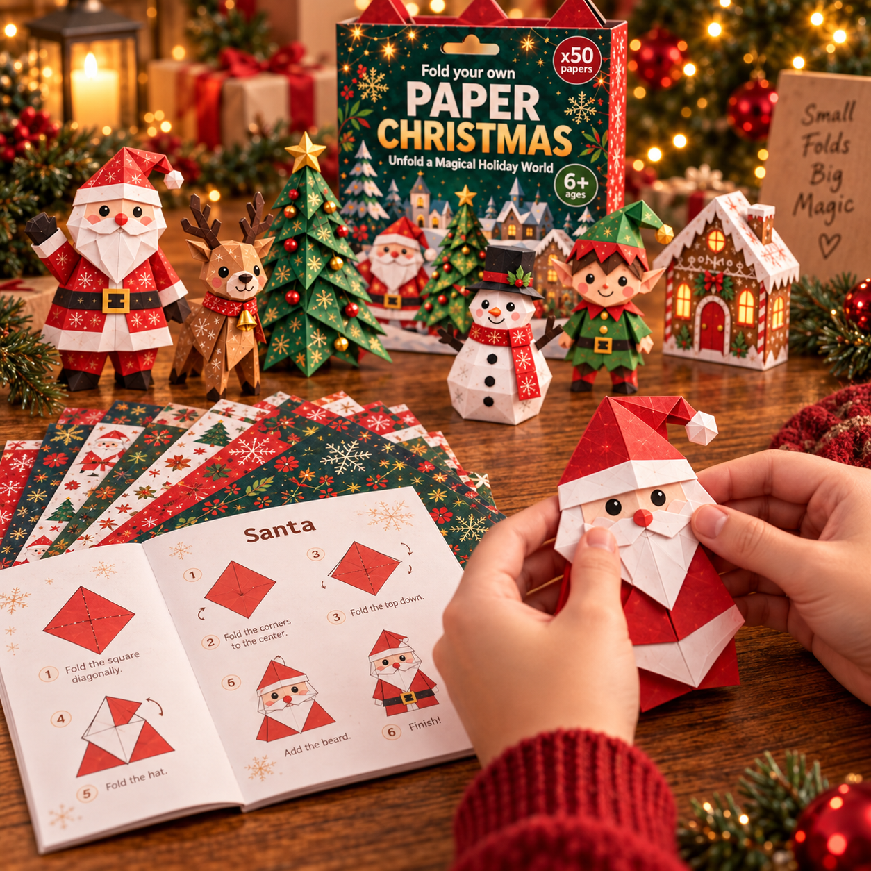 🎄3D DIY Paper Christmas-💕50 Pre-Printed Sheets + Step-by-Step Guide
