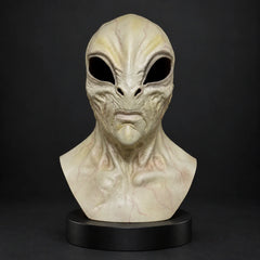 Pale Green Alien Silicone Mask with Elongated Skull