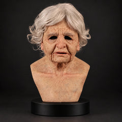 Classic Elderly Grandmother Full-Head Silicone Theatrical Mask
