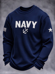 Men's Veteran-Print Casual Sweatshirt