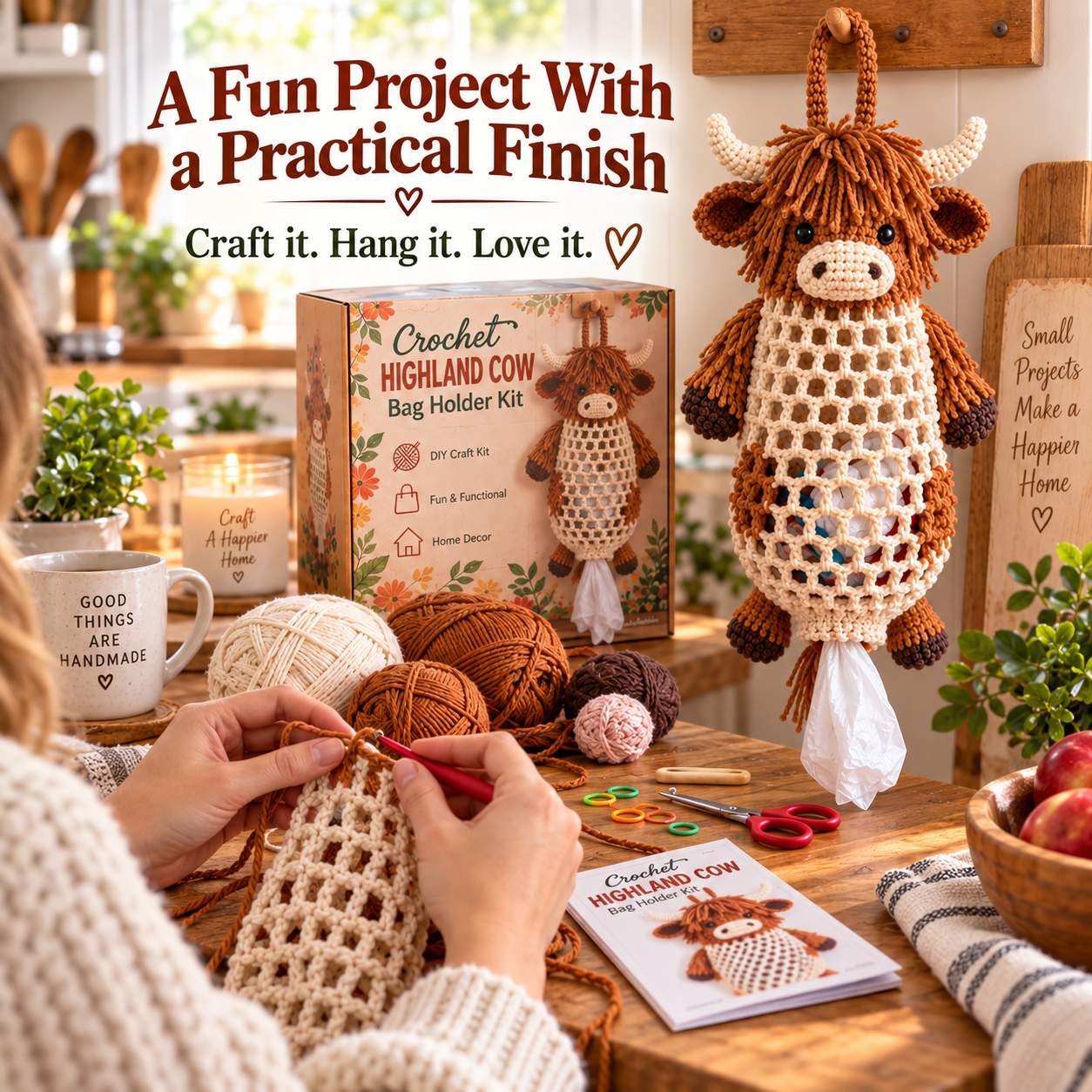 🧶Crochet Animal Bag Holder Kit – Cute & Functional DIY Home Storage