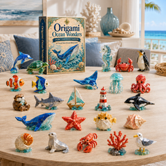 24-Day Origami Ocean Wonders Advent Calendar – 24 Collectible Ocean Figurines, A Magical Christmas Countdown Gift for Ocean Lovers