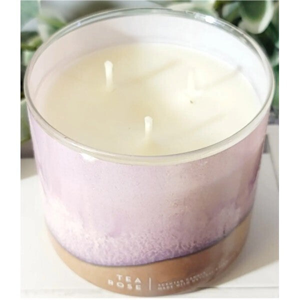 Tea Rose 3 Wick Candle 14.5 oz.