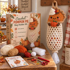 Grateful Harvest™ Thanksgiving Crochet Bag Holder DIY Kit – Functional Fall Kitchen Decor Craft Kit