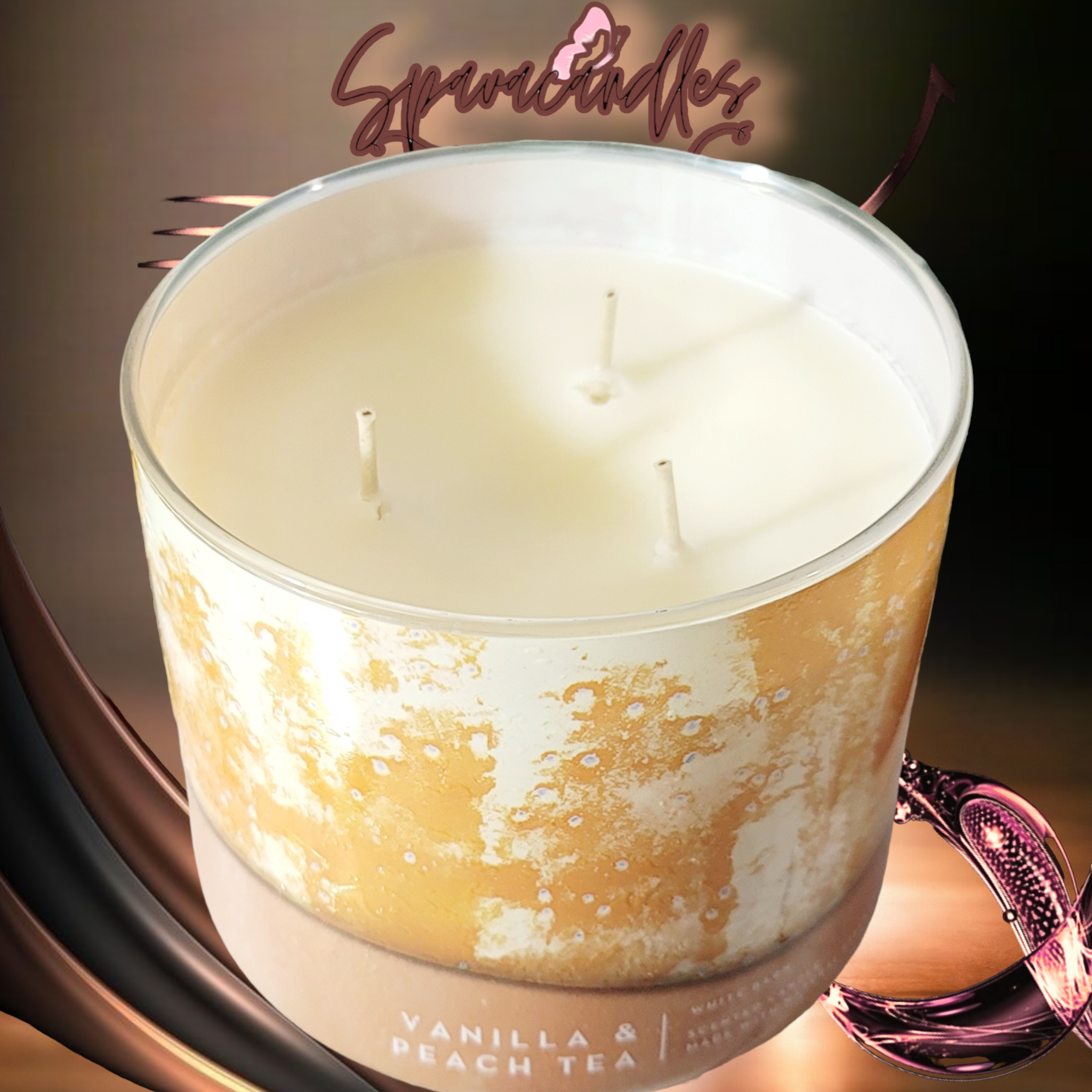 Vanilla and peach tea 3 Wick Candle