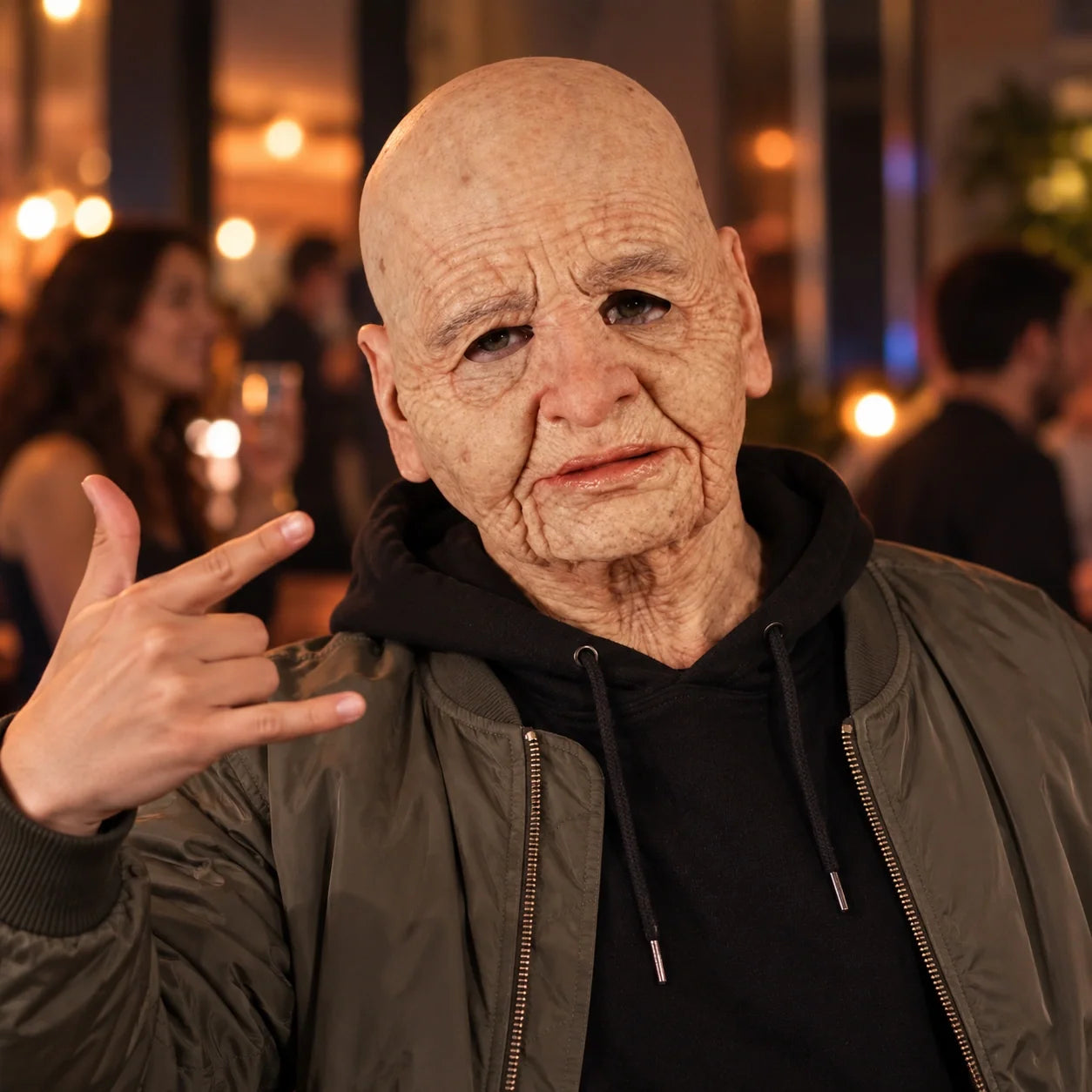 Classic Full-Head Bald Senior Silicone Theatrical Mask