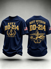 Men's Retro Veteran Art Printed Short Sleeves T-Shirt