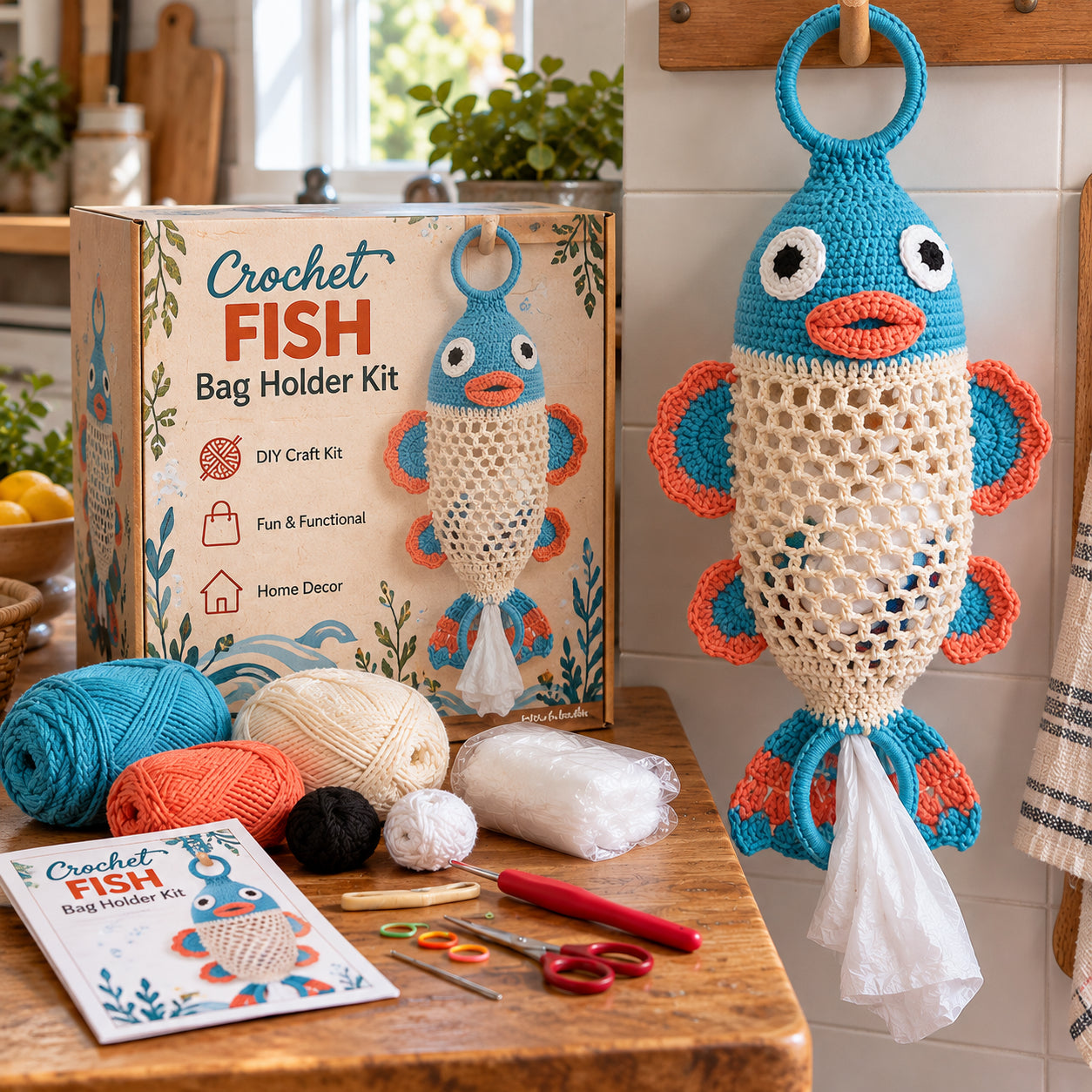 🧘Step-by-Step Guide Included🧶Crochet Animal Bag Holder Kit – Cute & Functional DIY Home Storage