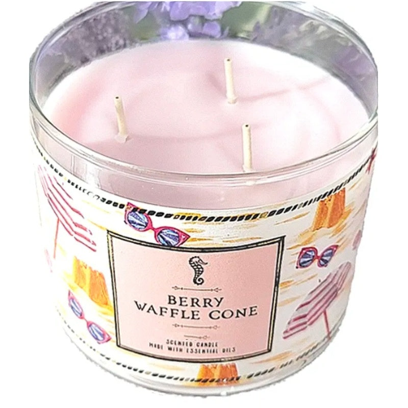 Berry Waffle Cone 3 Wick Candle US Seller