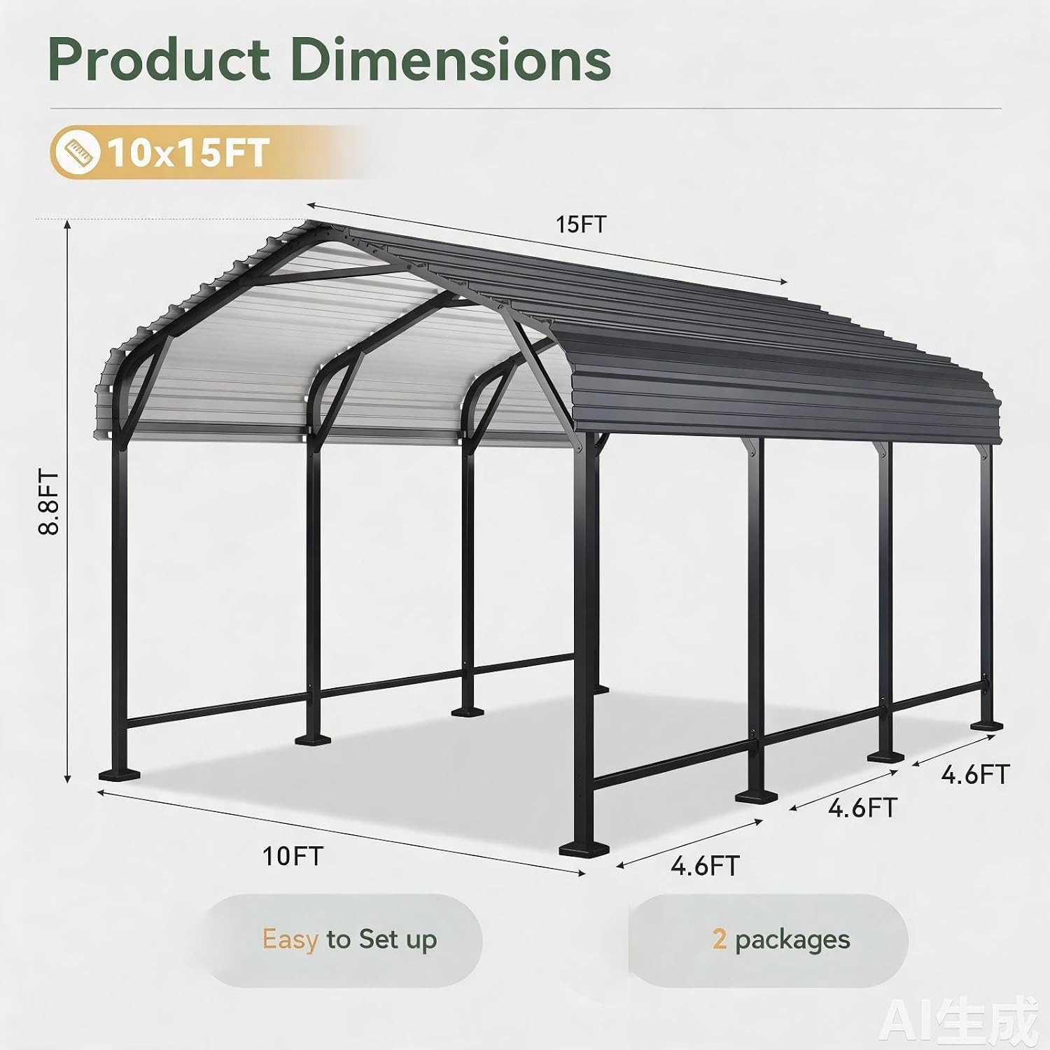 Aoxun 20x40 FT Metal Carport Heavy Duty Garage with Enhanced Base