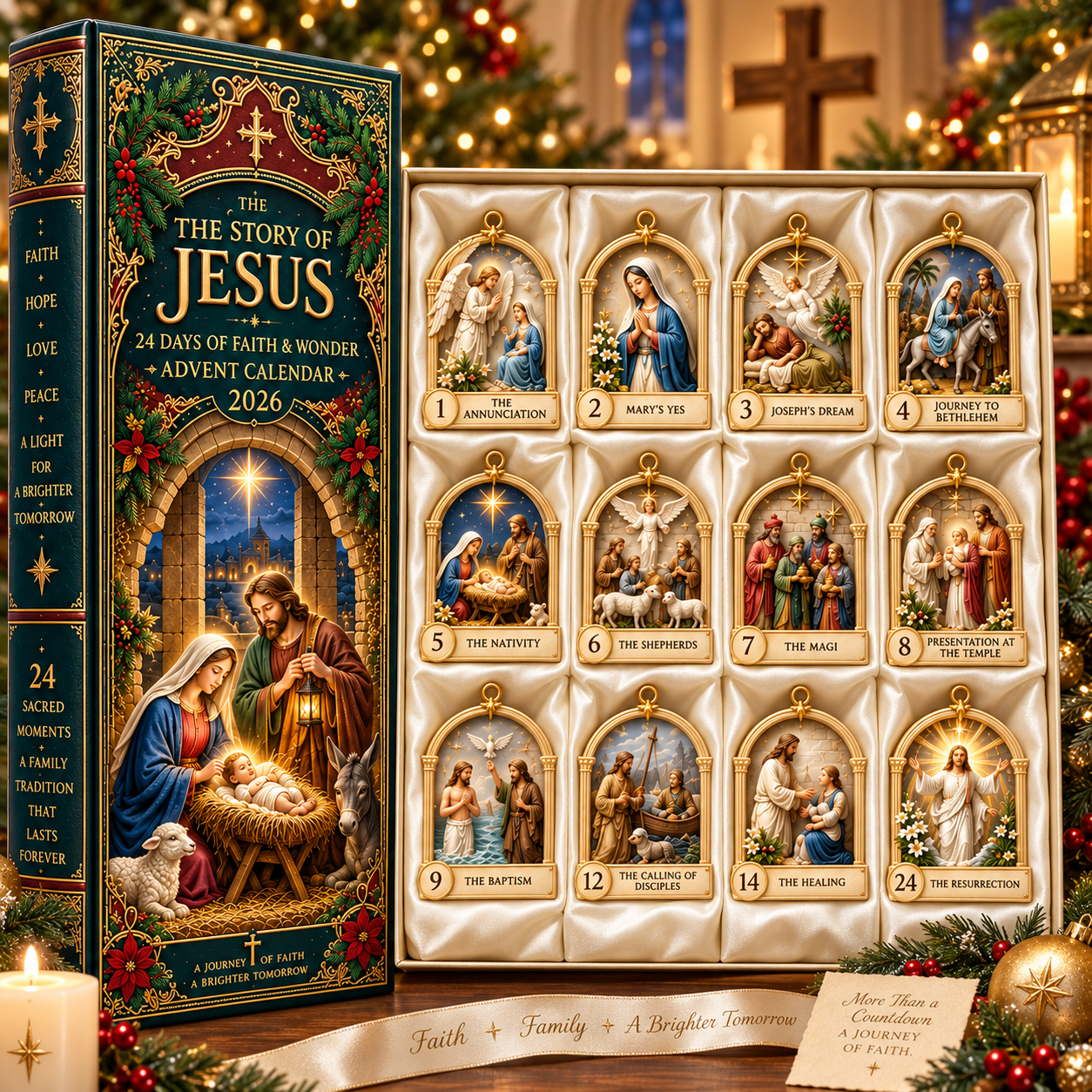 Story of Jesus 2026 – 24 Days of Faith & Wonder Advent Calendar with 24 Unique Biblical Scene Miniatures, Christian Christmas Collectible Gift