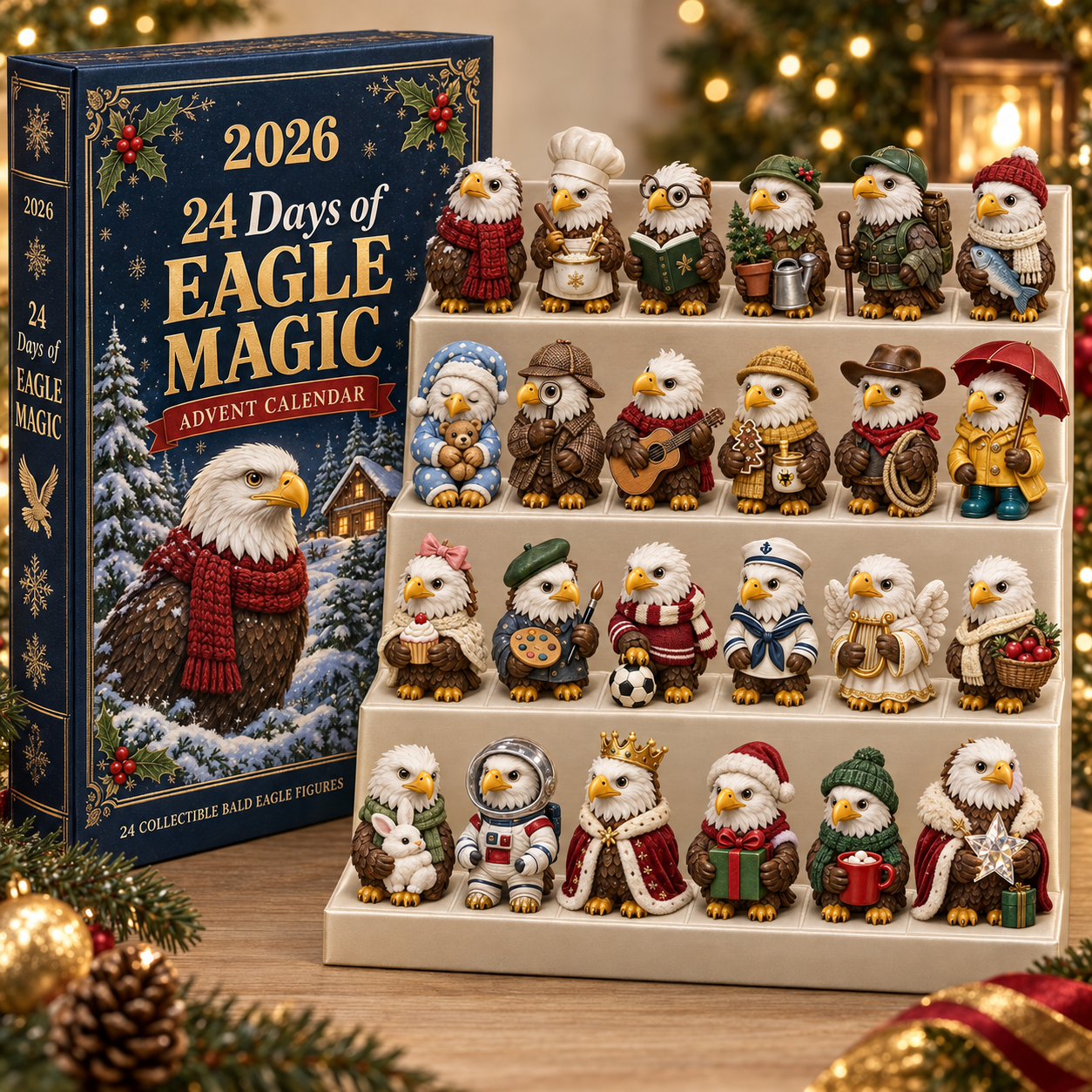2026 Eagle Magic Advent Calendar – 24 Unique  Bald Eagle Figurines for a Magical Christmas Countdown