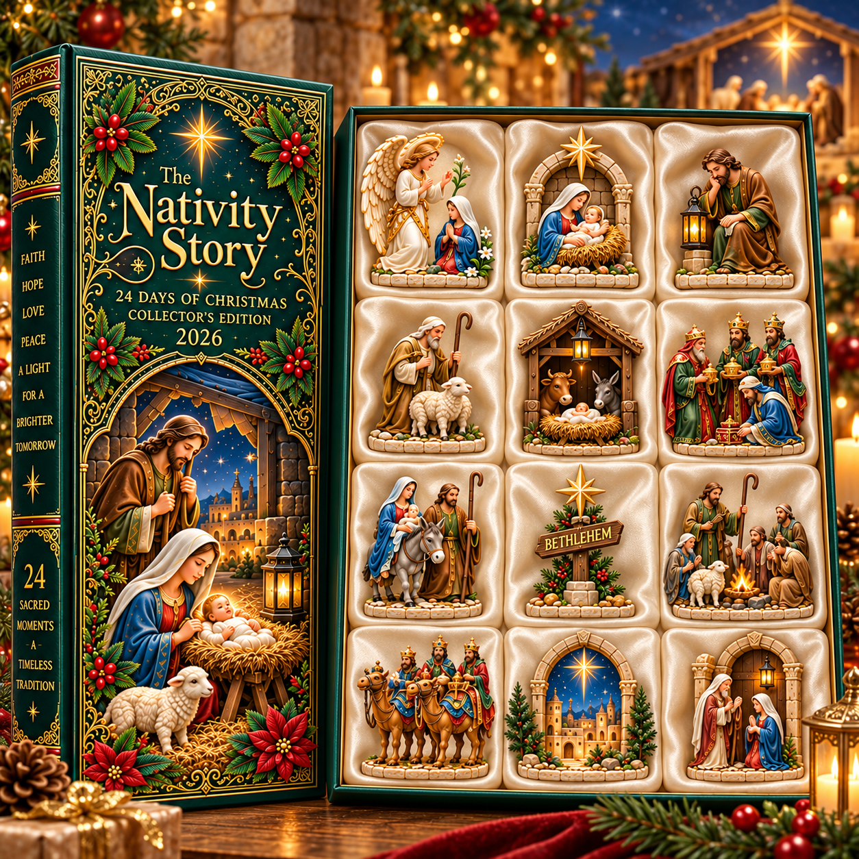 Nativity Story 2026 – 24 Days of Christmas Collector’s Edition with 24 Unique Nativity Miniatures, Christian Christmas Countdown Gift