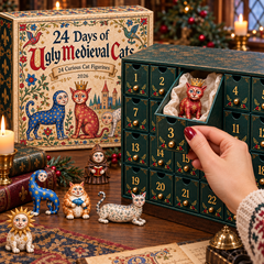 2026 Ugly Medieval Cats Advent Calendar – 24 Unique Collectible Cat Figurines for a Quirky Christmas Countdown