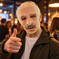 Senior Patriarch Silicone Mask with Natural White Temple Hair