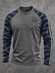 Men's Navy Veteran Print Casual Top
