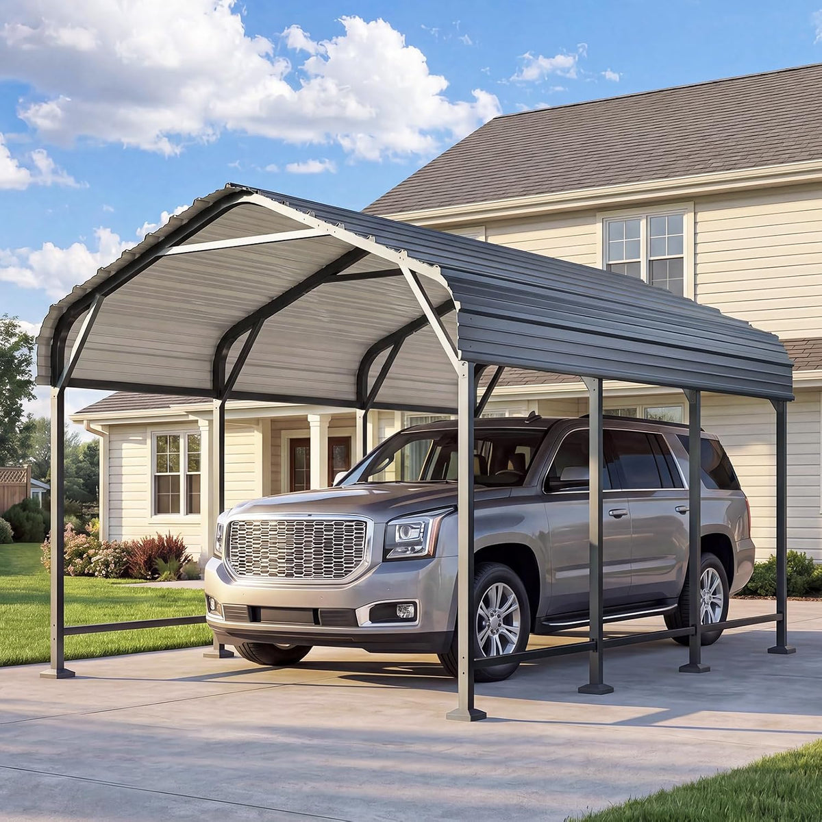 Aoxun 20x40 FT Metal Carport Heavy Duty Garage with Enhanced Base