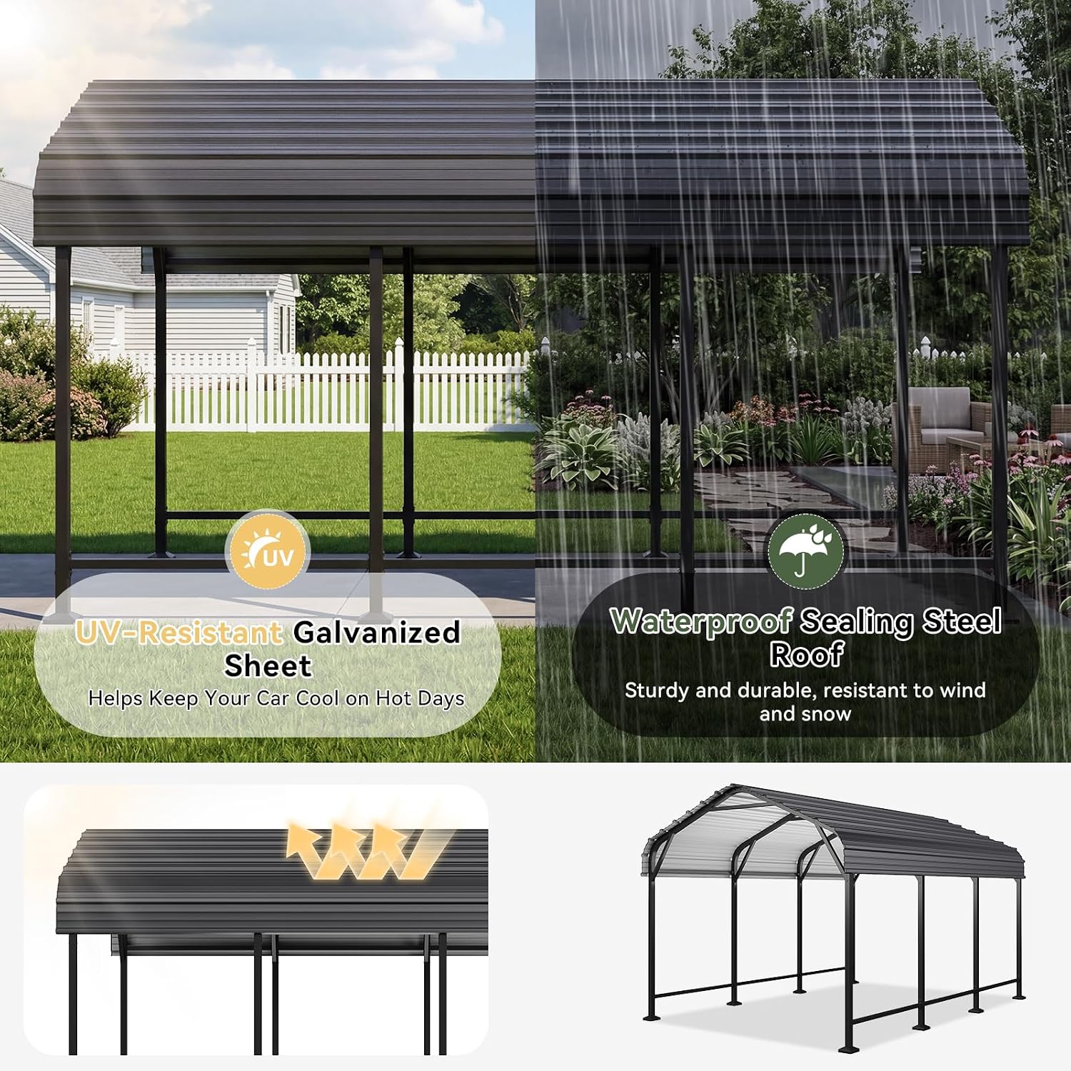 Aoxun 20x40 FT Metal Carport Heavy Duty Garage with Enhanced Base