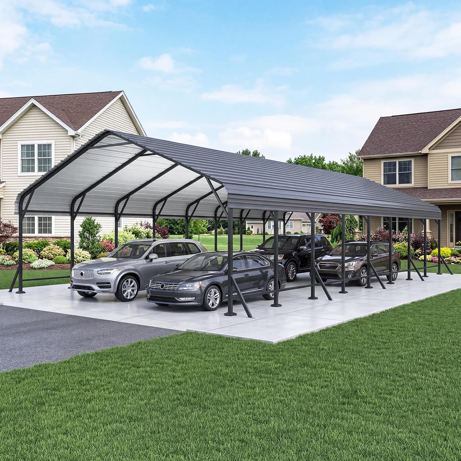 Aoxun 20x40 FT Metal Carport Heavy Duty Garage with Enhanced Base