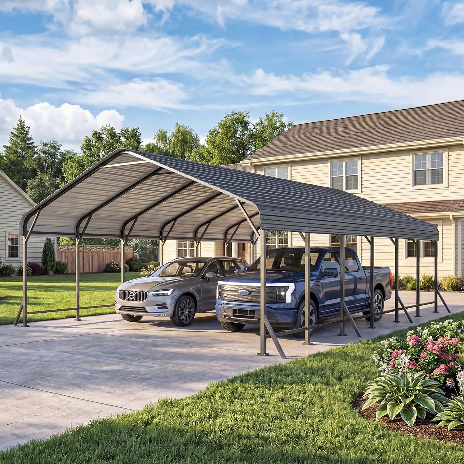 Aoxun 20x40 FT Metal Carport Heavy Duty Garage with Enhanced Base