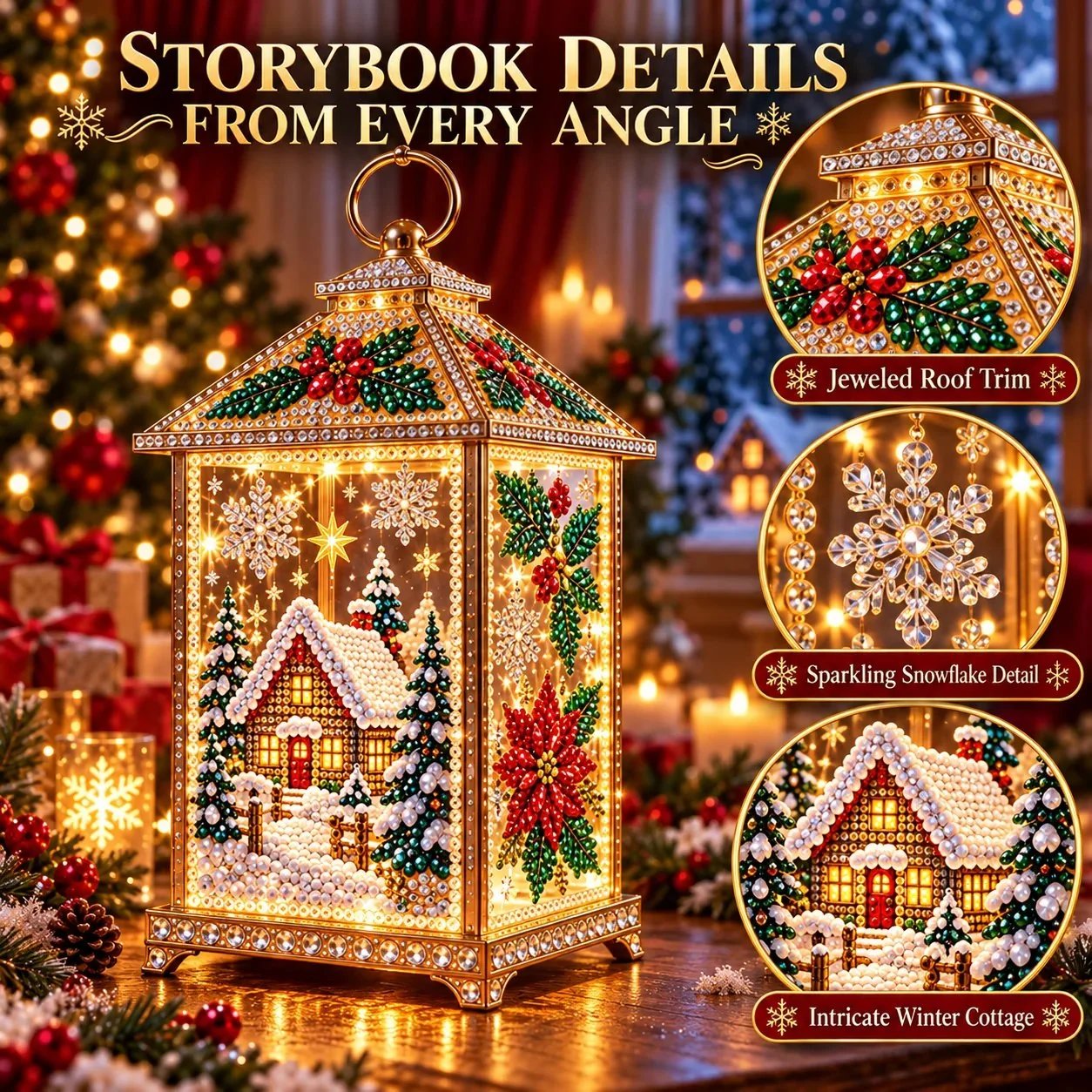 🧘Relaxing & Beginner-Friendly- ✨Christmas Glow (💎DIY Light-Up Diamond Art Lantern)