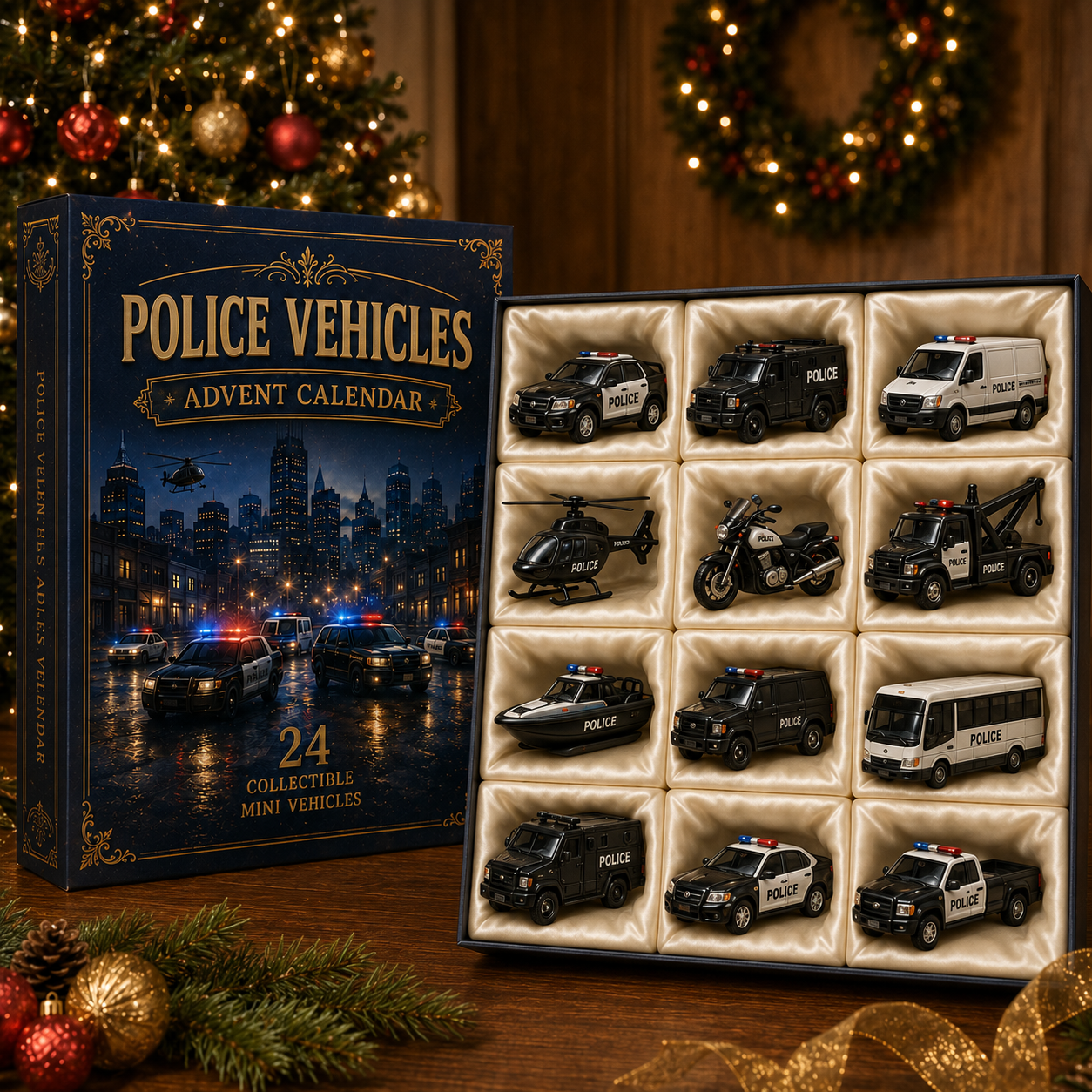 High-quality miniature model✨Police Vehicles Fleet Advent Calendar 2026 - 24-Day Festive Countdown