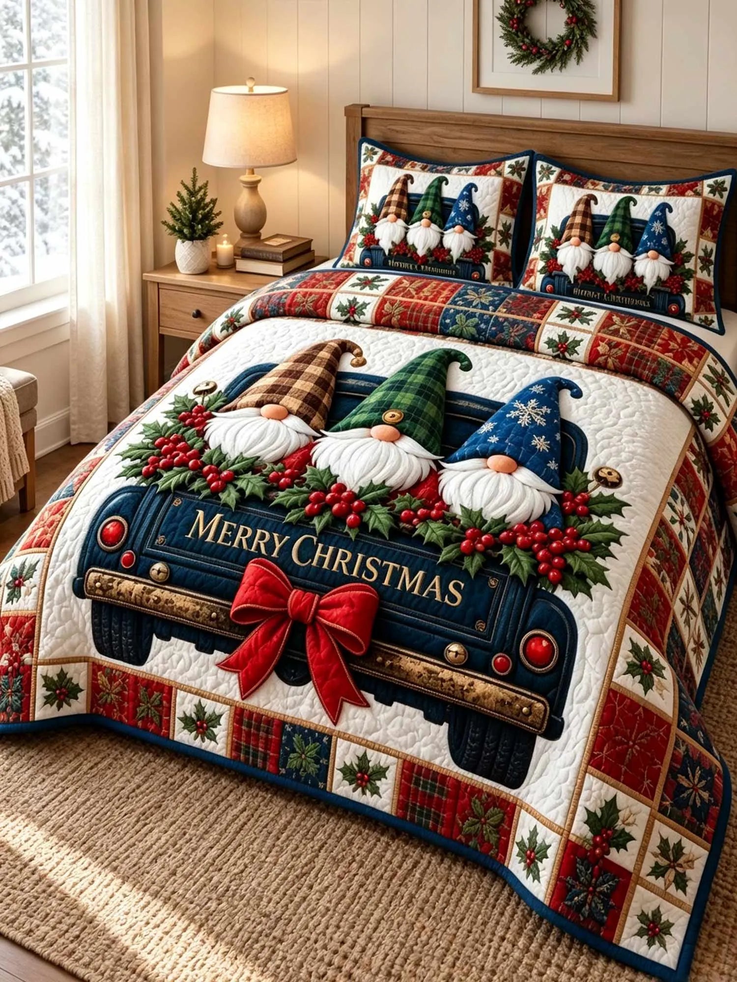 Jolly Snowman 3-Piece Quilted Bedding Set