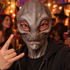 Classic Gray Alien Silicone Mask with Slender Face