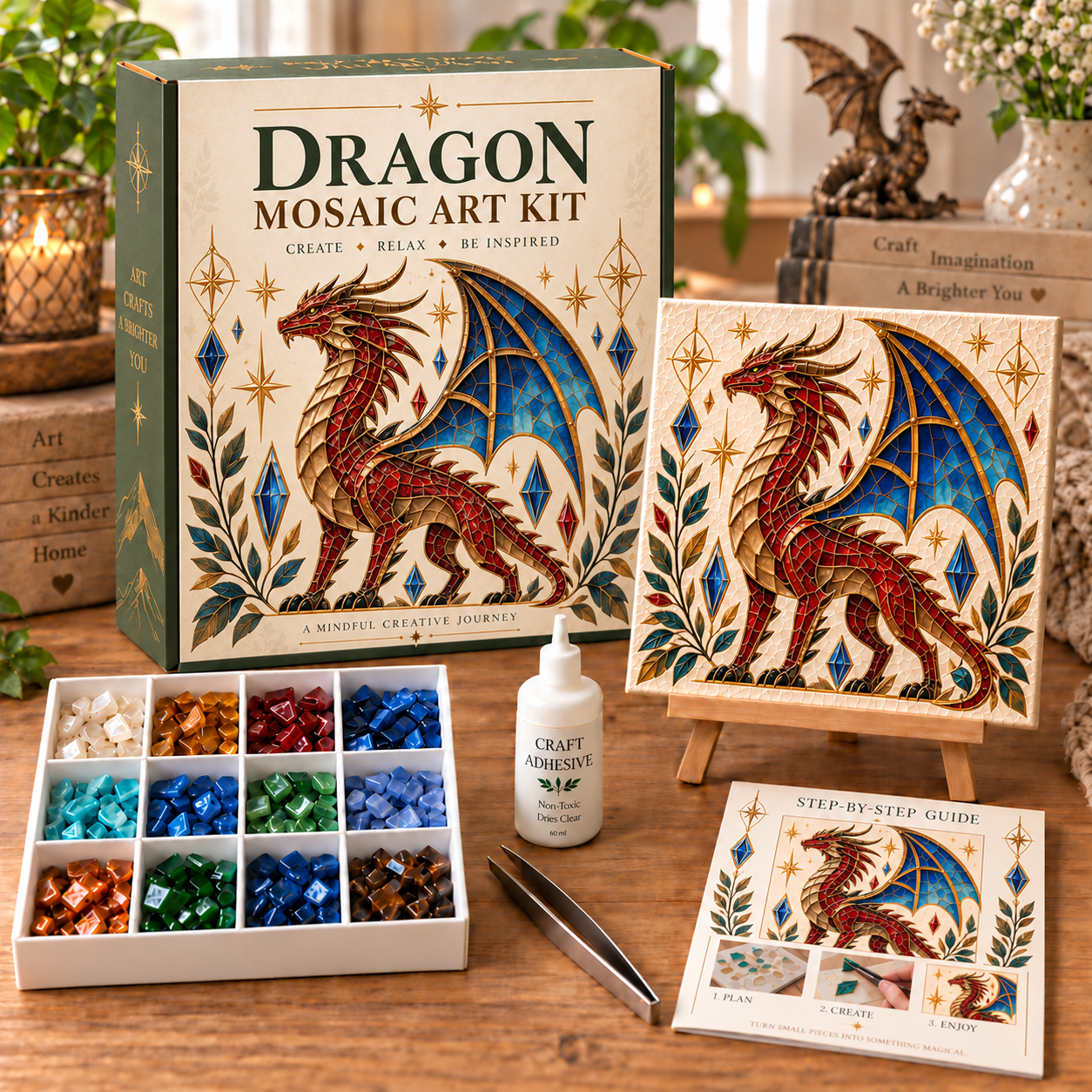 🐉✨ Enchanted Dragon™ DIY Mosaic Art Kit – A Magical Craft to Create & Display
