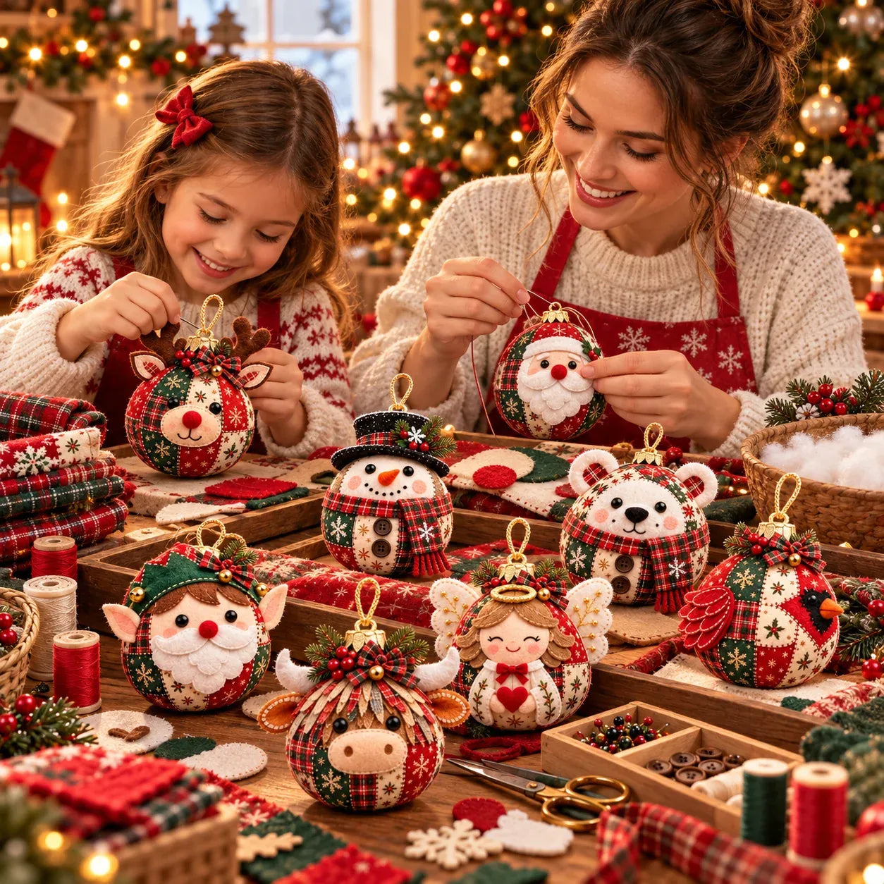 🎄Cozy Patchwork Christmas Ornament Collection-✨Relaxing DIY Craft to Create Stunning Christmas Artwork