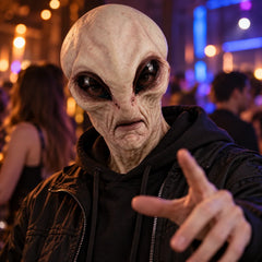 Extraterrestrial Gray Alien Silicone Mask with Deep Eye Sockets