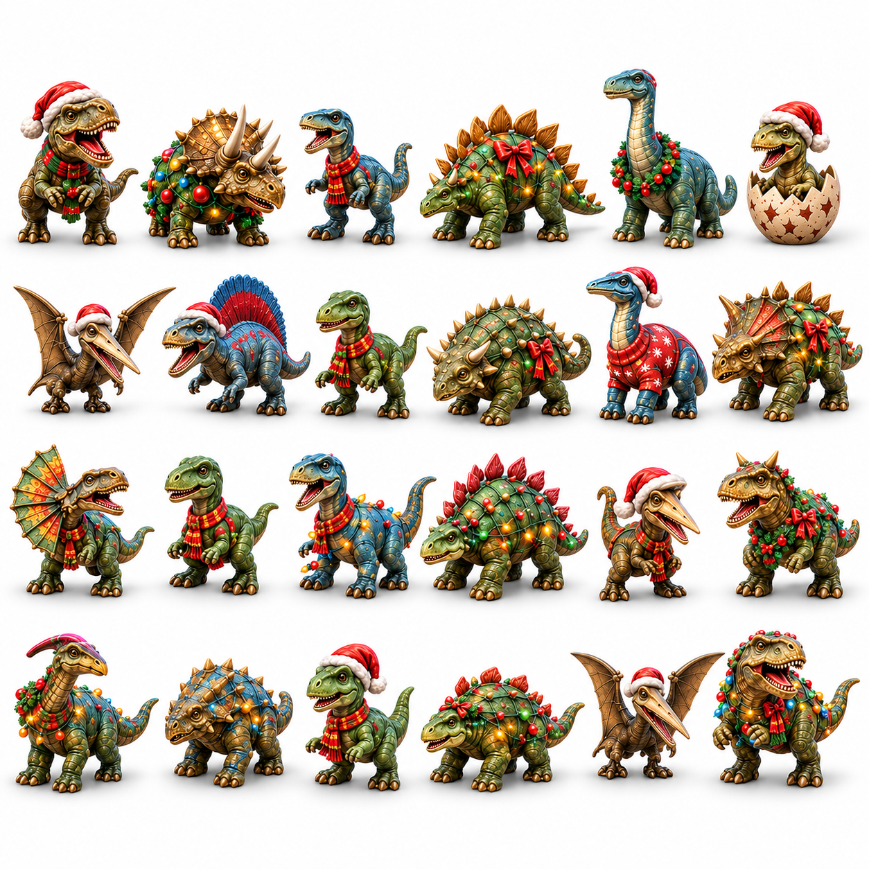 2026 Dinosaur Christmas 24-Day Countdown Calendar – 24 Unique Festive Dinosaur Miniatures, Fun Prehistoric Advent Collection & Christmas Gift for Dinosaur Lovers