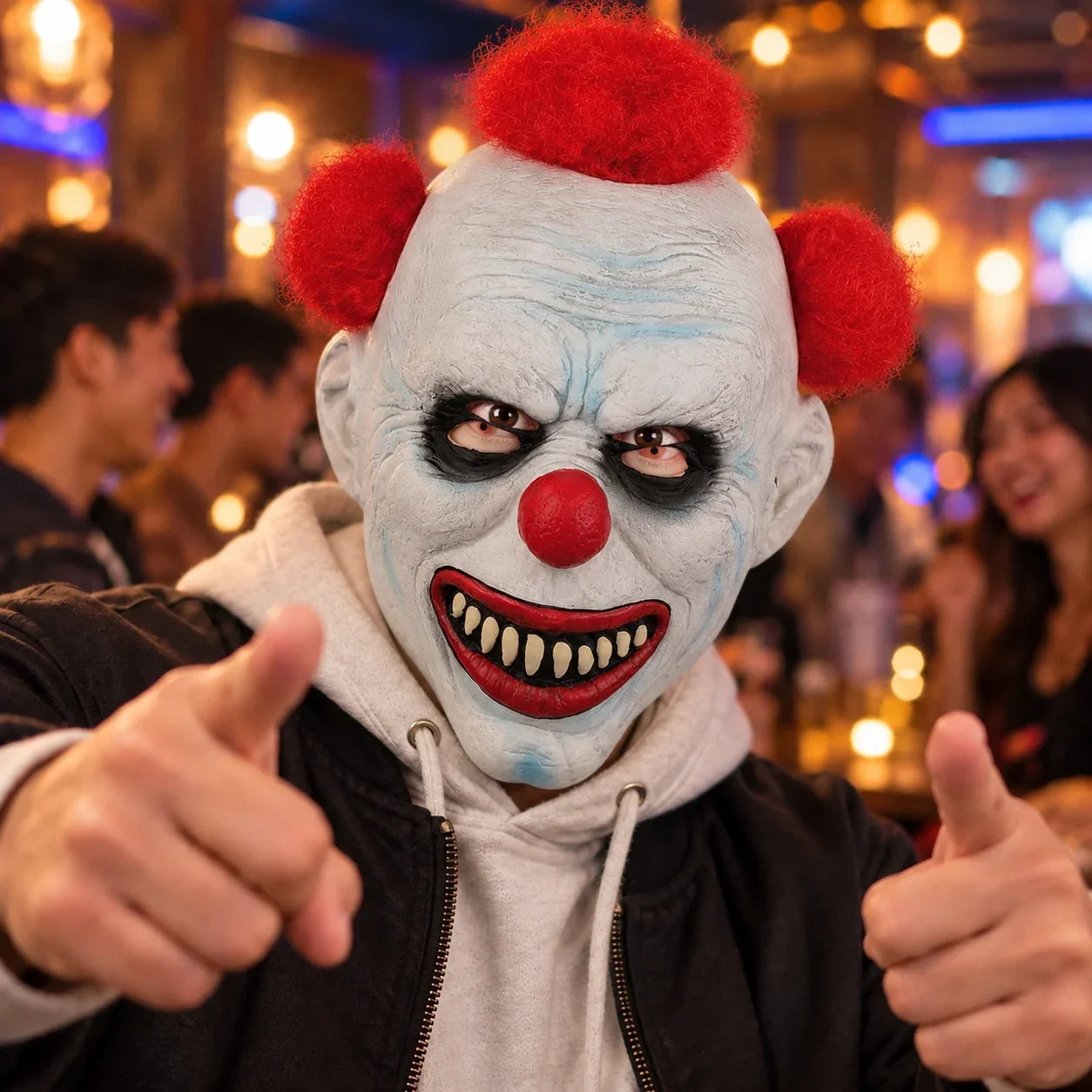 Red Pom-Pom Evil Clown Silicone Mask