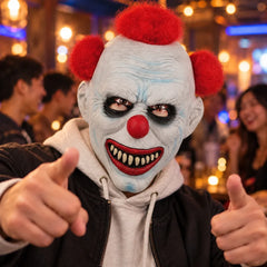 Red Pom-Pom Evil Clown Silicone Mask