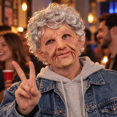 Beloved Elderly Grandmother Silicone Mask with Curly Hair