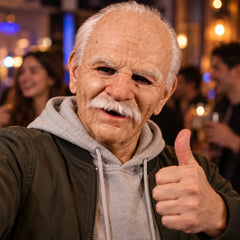 Warm Smiling Senior Gentleman Full-Head Silicone Mask