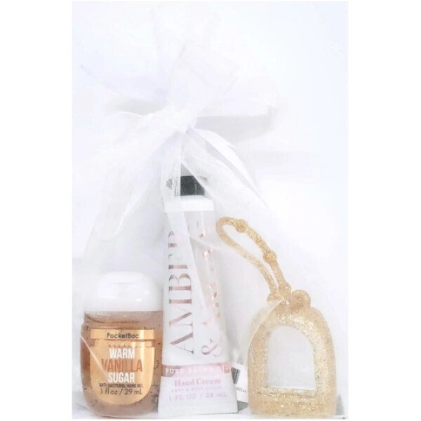 Amber & Argon Hand Cream, Vanilla Sugar PocketBac, Gold Holder