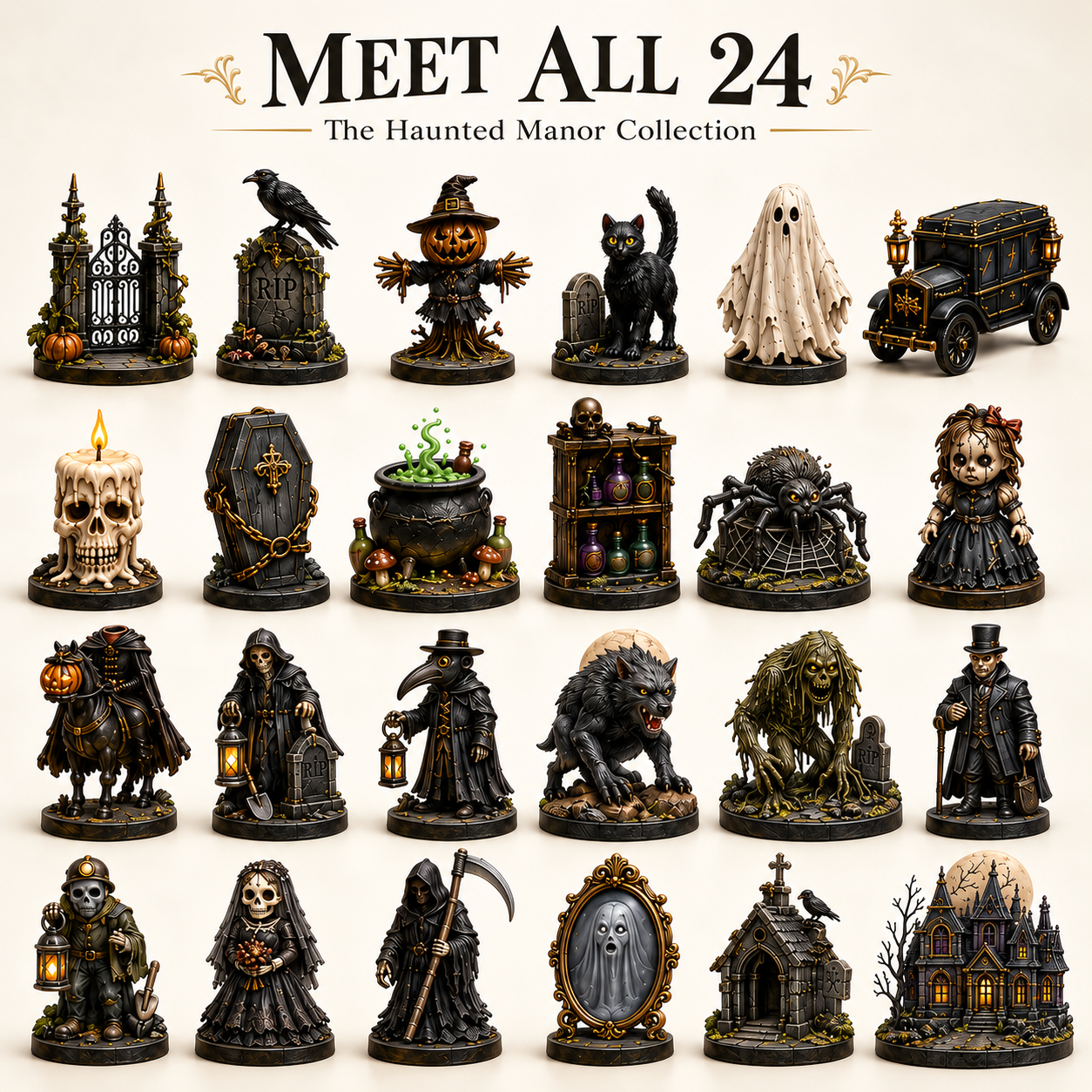 Haunted Manor Halloween Countdown Calendar 2026 – 24 Nights of Terror Gothic Miniature Collectibles
