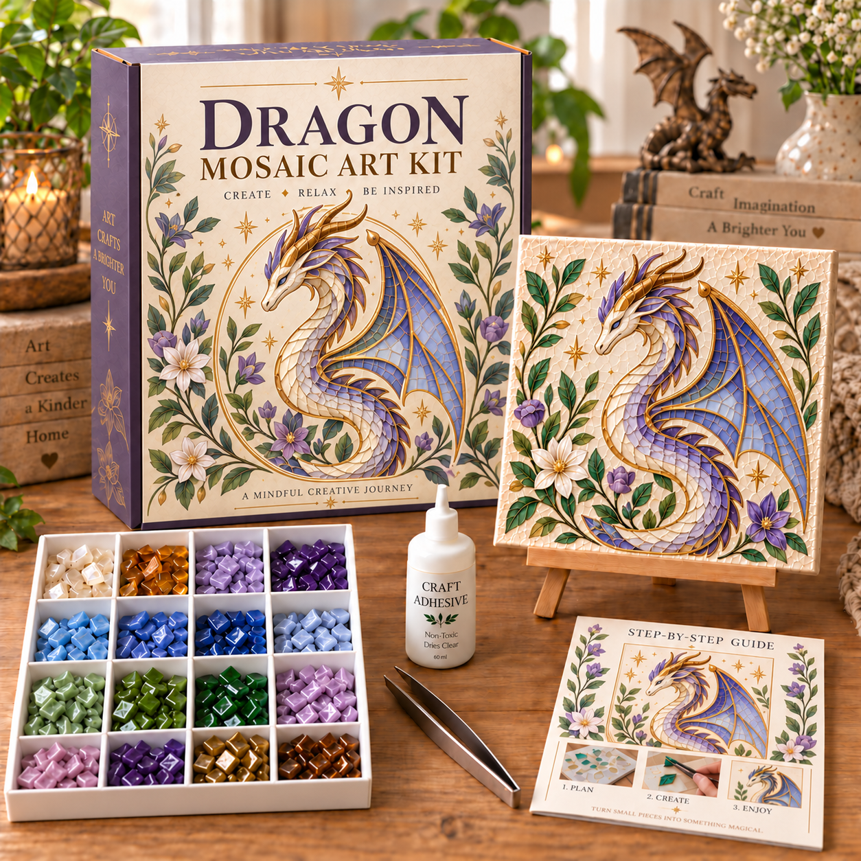 🐉✨ Enchanted Dragon™ DIY Mosaic Art Kit – A Magical Craft to Create & Display