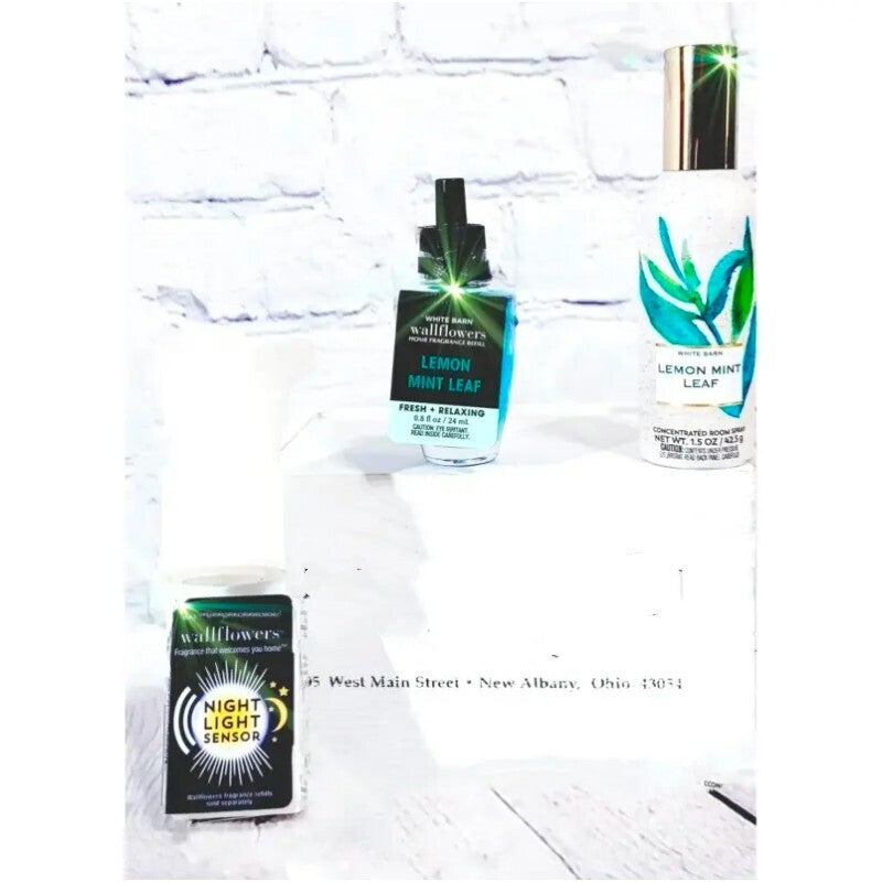 Lemon Mint Leaf Room Wallflower Plug & Bulb Set of 3
