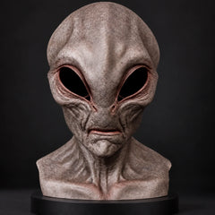 Classic Gray Alien Silicone Mask with Slender Face